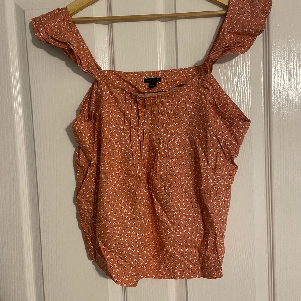 Ann Taylor print top orange
